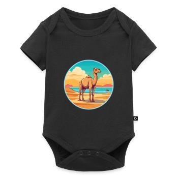 Camel Watercolor Cartoon Kawaii Clipart Animal - Baby Premium short-sleeve bodysuit - black - Front