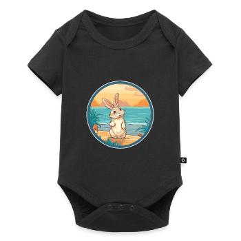 Lapin aquarelle dessin animé Kawaii Clipart Animal - Body à manches courtes Premium Bébé - noir - Devant
