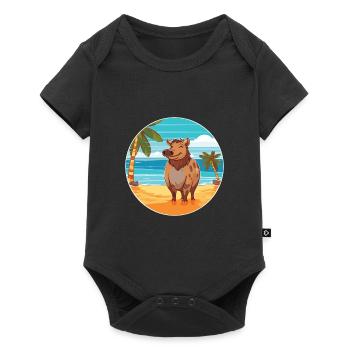 Boar Watercolor Cartoon Kawaii Clipart Animal - Baby Premium short-sleeve bodysuit - black - Front