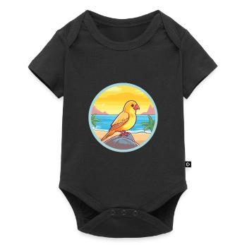 Canari oiseau aquarelle dessin animé Kawaii Clipart animal de compagnie - Body à manches courtes Premium Bébé - noir - Devant