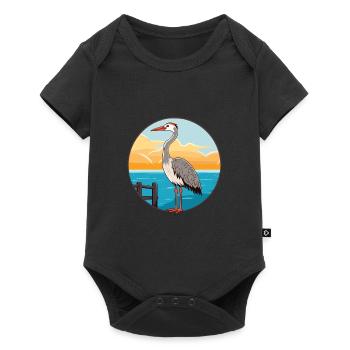 Grue Aquarelle Cartoon Kawaii Clipart Animal - Body à manches courtes Premium Bébé - noir - Devant