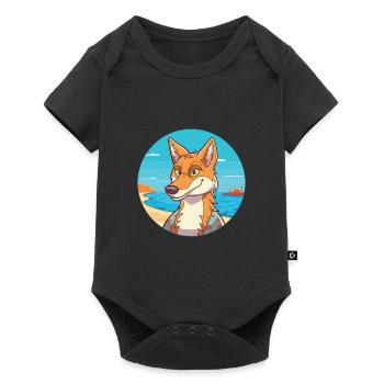 Coyote Watercolor Cartoon Kawaii Clipart Animal - Baby Premium short-sleeve bodysuit - black - Front