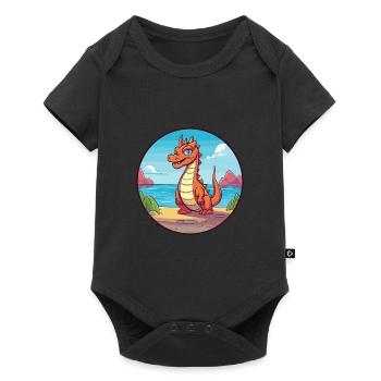 Dragon Watercolor Cartoon Kawaii Clipart Animal - Baby Premium short-sleeve bodysuit - black - Front