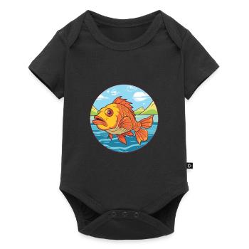 Fish Watercolor Cartoon Kawaii Clipart Animal - Baby Premium short-sleeve bodysuit - black - Front