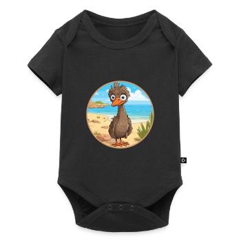 Emu Watercolor Cartoon Kawaii Clipart Animal - Baby Premium short-sleeve bodysuit - black - Front