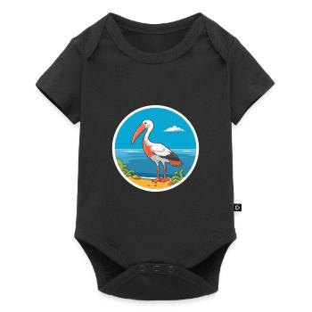 Ibis Watercolor Cartoon Kawaii Clipart Animal - Baby Premium short-sleeve bodysuit - black - Front
