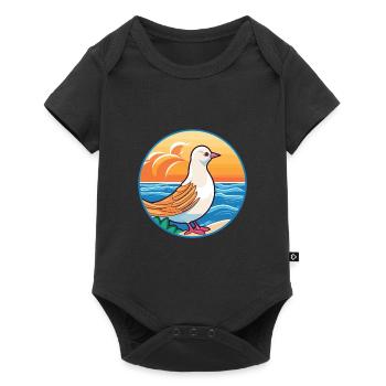 Dove Watercolor Cartoon Kawaii Clipart Animal - Baby Premium short-sleeve bodysuit - black - Front