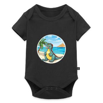 Iguana Watercolor Cartoon Kawaii Clipart Animal - Baby Premium short-sleeve bodysuit - black - Front