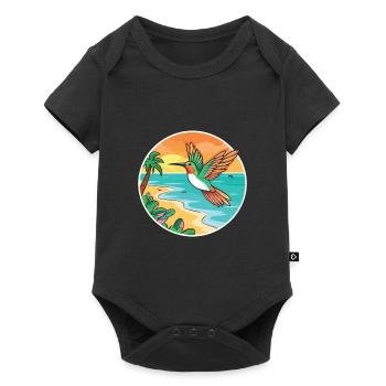 Colibri aquarelle dessin animé Kawaii Clipart animal de compagnie - Body à manches courtes Premium Bébé - noir - Devant