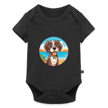 Chien aquarelle dessin animé Kawaii Clipart Animal - Body à manches courtes Premium Bébé - noir - Devant