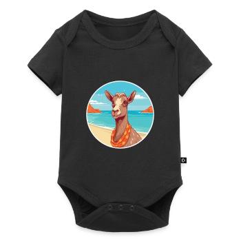 Goat Watercolor Cartoon Kawaii Clipart Animal - Baby Premium short-sleeve bodysuit - black - Front
