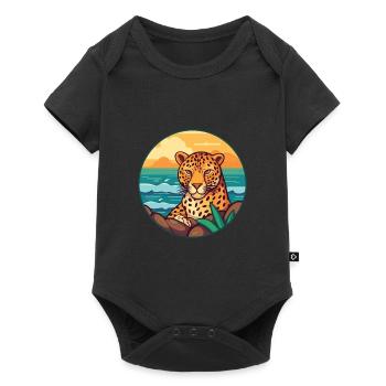 Jaguar Watercolor Cartoon Kawaii Clipart Animal - Baby Premium short-sleeve bodysuit - black - Front