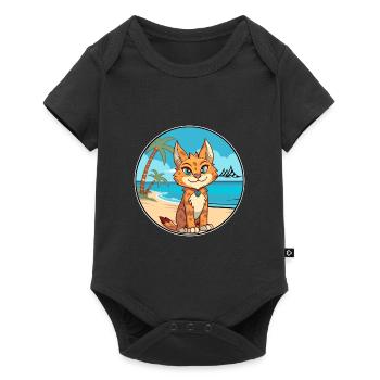 Lynx Watercolor Cartoon Kawaii Clipart Animal - Baby Premium short-sleeve bodysuit - black - Front