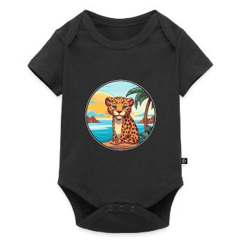 Leopard Watercolor Cartoon Kawaii Clipart Animal - Baby Premium short-sleeve bodysuit - black - Front
