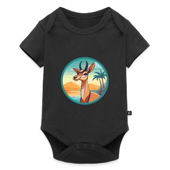 Impala Aquarell Karikatur Kawaii Clipart Tier - Baby Premium Kurzarmbody - Schwarz - Vorne