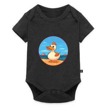 Duck Watercolor Cartoon Kawaii Clipart Animal - Baby Premium short-sleeve bodysuit - black - Front
