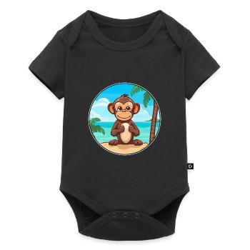 Monkey Watercolor Cartoon Kawaii Clipart Animal - Baby Premium short-sleeve bodysuit - black - Front