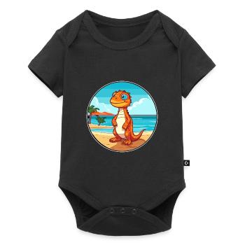 Lizard Watercolor Cartoon Kawaii Clipart Animal - Baby Premium short-sleeve bodysuit - black - Front