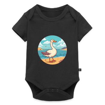 Oie aquarelle dessin animé Kawaii Clipart Animal - Body à manches courtes Premium Bébé - noir - Devant