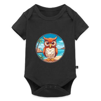 Owl Watercolor Cartoon Kawaii Clipart Animal - Baby Premium short-sleeve bodysuit - black - Front