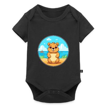 Quokka Watercolor Cartoon Kawaii Clipart Animal - Baby Premium short-sleeve bodysuit - black - Front
