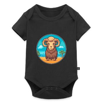 Ram Watercolor Cartoon Kawaii Clipart Animal - Baby Premium short-sleeve bodysuit - black - Front