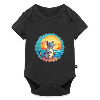 Rat Watercolor Cartoon Kawaii Clipart Animal - Baby Premium short-sleeve bodysuit - black - Front