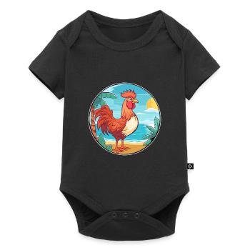 Rooster Watercolor Cartoon Kawaii Clipart Animal - Baby Premium short-sleeve bodysuit - black - Front