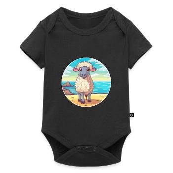 Sheep Watercolor Cartoon Kawaii Clipart Animal - Baby Premium short-sleeve bodysuit - black - Front