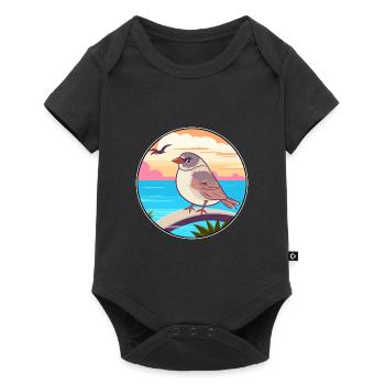 Moineau aquarelle dessin animé Kawaii Clipart Animal - Body à manches courtes Premium Bébé - noir - Devant