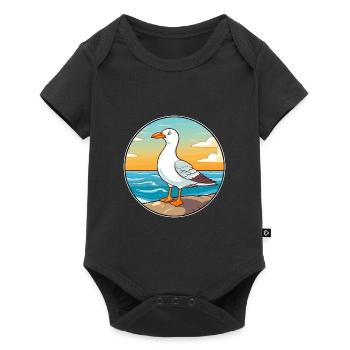 Seagull Watercolor Cartoon Kawaii Clipart Animal - Baby Premium short-sleeve bodysuit - black - Front