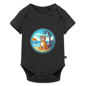 Tiger Watercolor Cartoon Kawaii Clipart Animal - Baby Premium short-sleeve bodysuit - black - Front