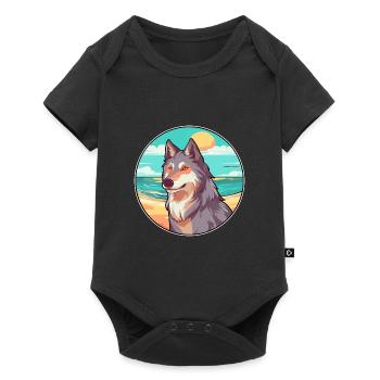 Wolf Watercolor Cartoon Kawaii Clipart Animal - Baby Premium short-sleeve bodysuit - black - Front