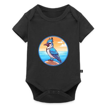 Blue Jay Watercolor Cartoon Kawaii Clipart Animal - Baby Premium short-sleeve bodysuit - black - Front