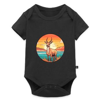 Antelope Watercolor Cartoon Kawaii Clipart Animal - Baby Premium short-sleeve bodysuit - black - Front