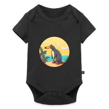Anteater Watercolor Cartoon Kawaii Clipart Animal - Baby Premium short-sleeve bodysuit - black - Front
