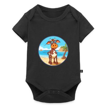 Vache aquarelle dessin animé kawaii clipart animal - Body à manches courtes Premium Bébé - noir - Devant