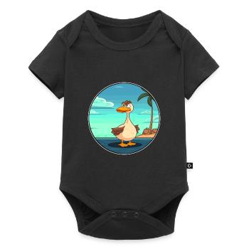 Duck Watercolor Cartoon Kawaii Clipart Animal - Baby Premium short-sleeve bodysuit - black - Front