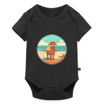 Bull Watercolor Cartoon Kawaii Clipart Animal - Baby Premium short-sleeve bodysuit - black - Front