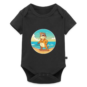 Chipmunk Aquarell Cartoon Kawaii Clipart Tier - Baby Premium Kurzarmbody - Schwarz - Vorne