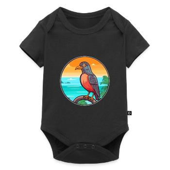 Kuckuck Aquarell Cartoon Kawaii Clipart Tier - Baby Premium Kurzarmbody - Schwarz - Vorne