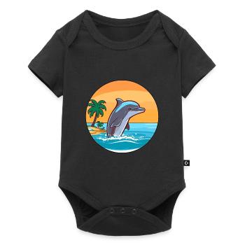 Dolphin Watercolor Cartoon Kawaii Clipart Animal - Baby Premium short-sleeve bodysuit - black - Front