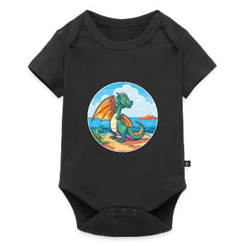 Dragon Watercolor Cartoon Kawaii Clipart Animal - Baby Premium short-sleeve bodysuit - black - Front