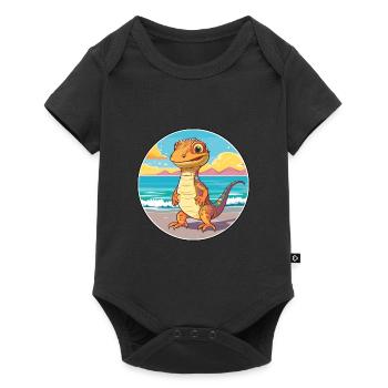 Lizard Watercolor Cartoon Kawaii Clipart Animal - Baby Premium short-sleeve bodysuit - black - Front