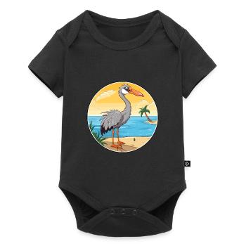 Grue Aquarelle Cartoon Kawaii Clipart Animal - Body à manches courtes Premium Bébé - noir - Devant