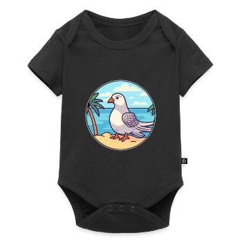 Dove Watercolor Cartoon Kawaii Clipart Animal - Baby Premium short-sleeve bodysuit - black - Front