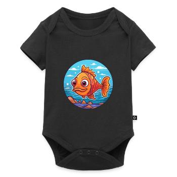 Fish Watercolor Cartoon Kawaii Clipart Animal - Baby Premium short-sleeve bodysuit - black - Front