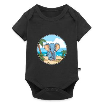 Elephant Watercolor Cartoon Kawaii Clipart Animal - Baby Premium short-sleeve bodysuit - black - Front