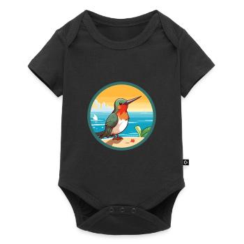 Colibri aquarelle dessin animé Kawaii Clipart animal de compagnie - Body à manches courtes Premium Bébé - noir - Devant