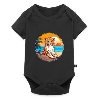 Leopard Watercolor Cartoon Kawaii Clipart Animal - Baby Premium short-sleeve bodysuit - black - Front
